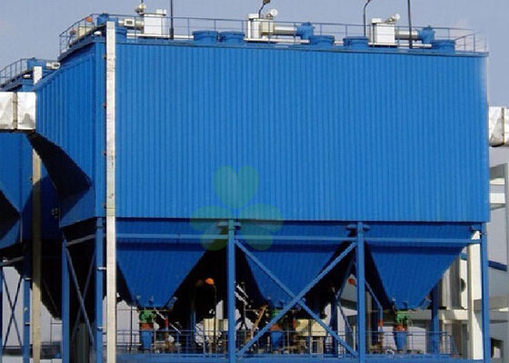 China Sistema horizontal azul del colector de polvo de Baghouse con los bolsos de filtro de 128 pedazos proveedor